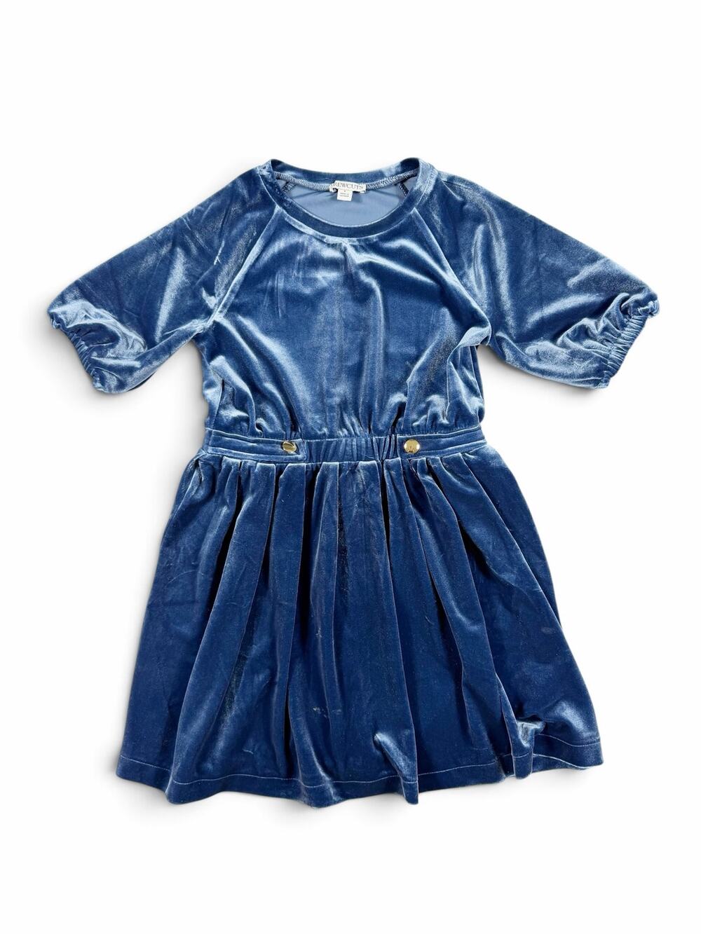Crewcuts Blue Velour Velvet Puff Sleeve Party Dress Girls Size 8